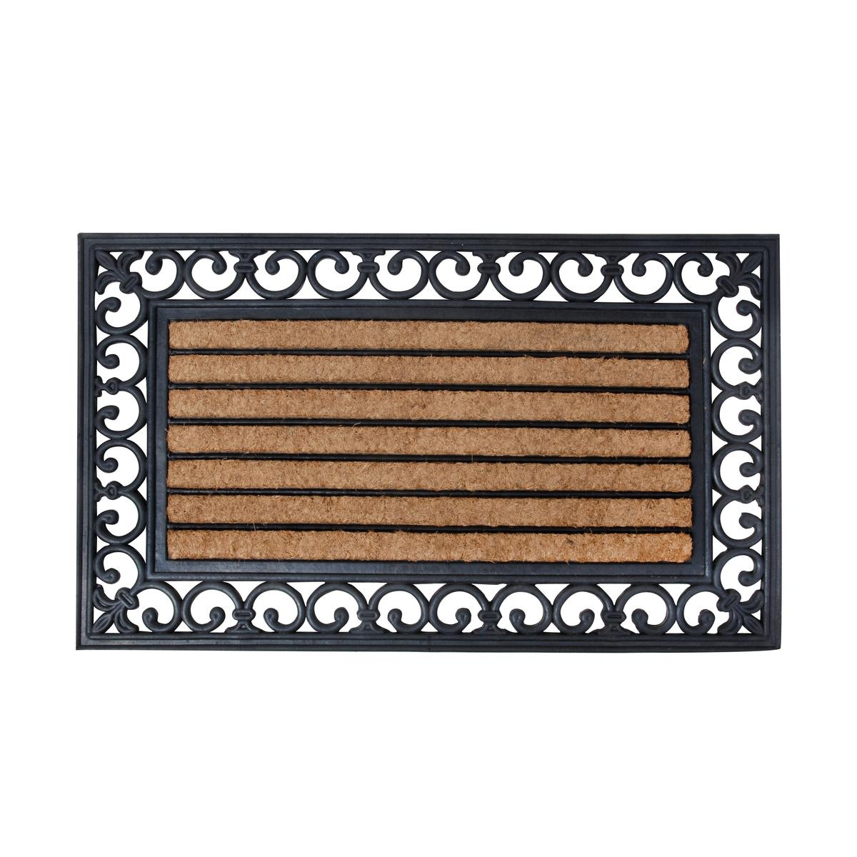 Tapete retangular clássico vitoriano em borracha e coco 75,2x25,2cm Promoção