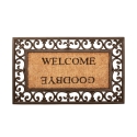 Tapete de entrada em borracha e coco com a inscrição Welcome Goodbye Promoção