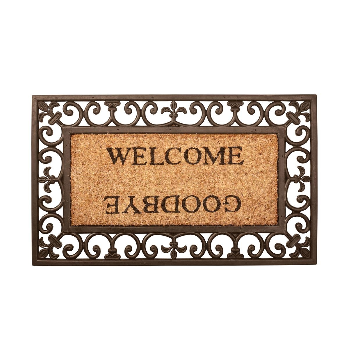 Tapete de entrada em borracha e coco com a inscrição Welcome Goodbye Promoção Tapete de entrada em borracha e coco com a inscrição Welcome Goodbye Promoção