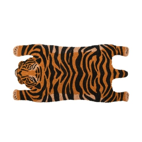 Tapete de entrada em fibra de coco em forma de tigre Promoção