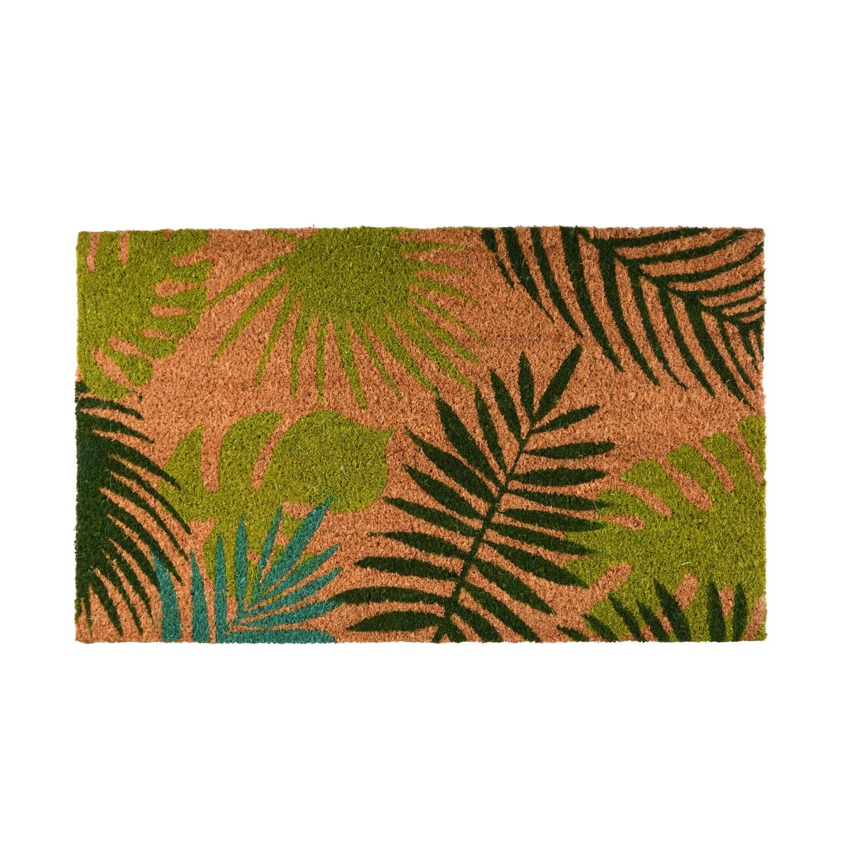 Tapete de fibra de coco com padrão de folhas tropicais Promoção Tapete de fibra de coco com padrão de folhas tropicais Promoção