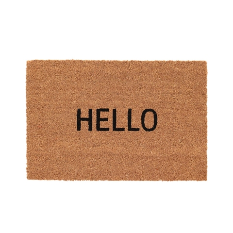 Tapete de entrada em fibra de coco com inscrição "Hello" Promoção