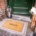 Tapete de entrada em fibra de coco com inscrição "Hello" Oferta