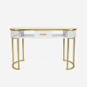 Consola mesa de esteticista em vidro e metal dourado efeito mármore Jess Promoção