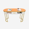 Consola mesa de esteticista em vidro e metal dourado efeito mármore Jess Catálogo