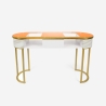 Consola mesa de esteticista em vidro e metal dourado efeito mármore Jess Estoque