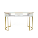 Consola mesa de esteticista em vidro e metal dourado efeito mármore Jess Escolha