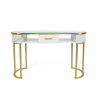 Consola mesa de esteticista em vidro e metal dourado efeito mármore Jess Escolha