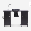 Mesa de manicure branca e preta com rodas, aspirador e lâmpada Talos Promoção