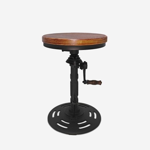 Banco de bar vintage industrial ajustável com manivela Zunor Promoção
