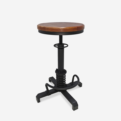 Banco de bar ajustável com parafuso em estilo vintage industrial Helix Promoção