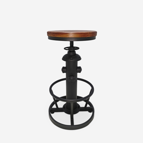 Banco de bar vintage industrial ajustável com descanso para os pés Ziblo Promoção
