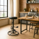 Banco de bar estilo pub industrial em couro sintético com pedal Glint Venda
