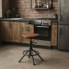 Banco giratório ajustável vintage industrial com encosto Crewi Back Venda