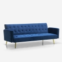 Sofá-cama 3 lugares em veludo Moderno Clássico Elegante Minimalista Caullae Saldos