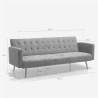 Sofá-cama 3 lugares em veludo Moderno Clássico Elegante Minimalista Caullae 