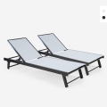 Conjunto 2 Espreguiçadeiras de Jardim com Rodas Ajustáveis ​​em Alumínio Rimini Promoção