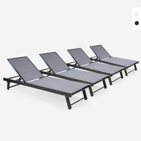 Conjunto 4 Espreguiçadeiras Alumínio Jardim Piscina Praia com Rodas Rimini Promoção