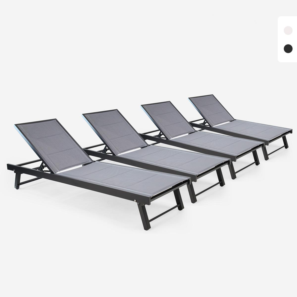 Conjunto 4 Espreguiçadeiras Alumínio Jardim Piscina Praia com Rodas Rimini Promoção