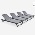 Conjunto 4 Espreguiçadeiras Alumínio Jardim Piscina Praia com Rodas Rimini Promoção