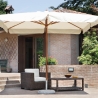 Guarda-sol retangular de madeira 3x4 ecru antivento Olushe Venda