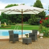 Guarda-sol de jardim com mastro central em madeira 3x3 Zamoti Venda