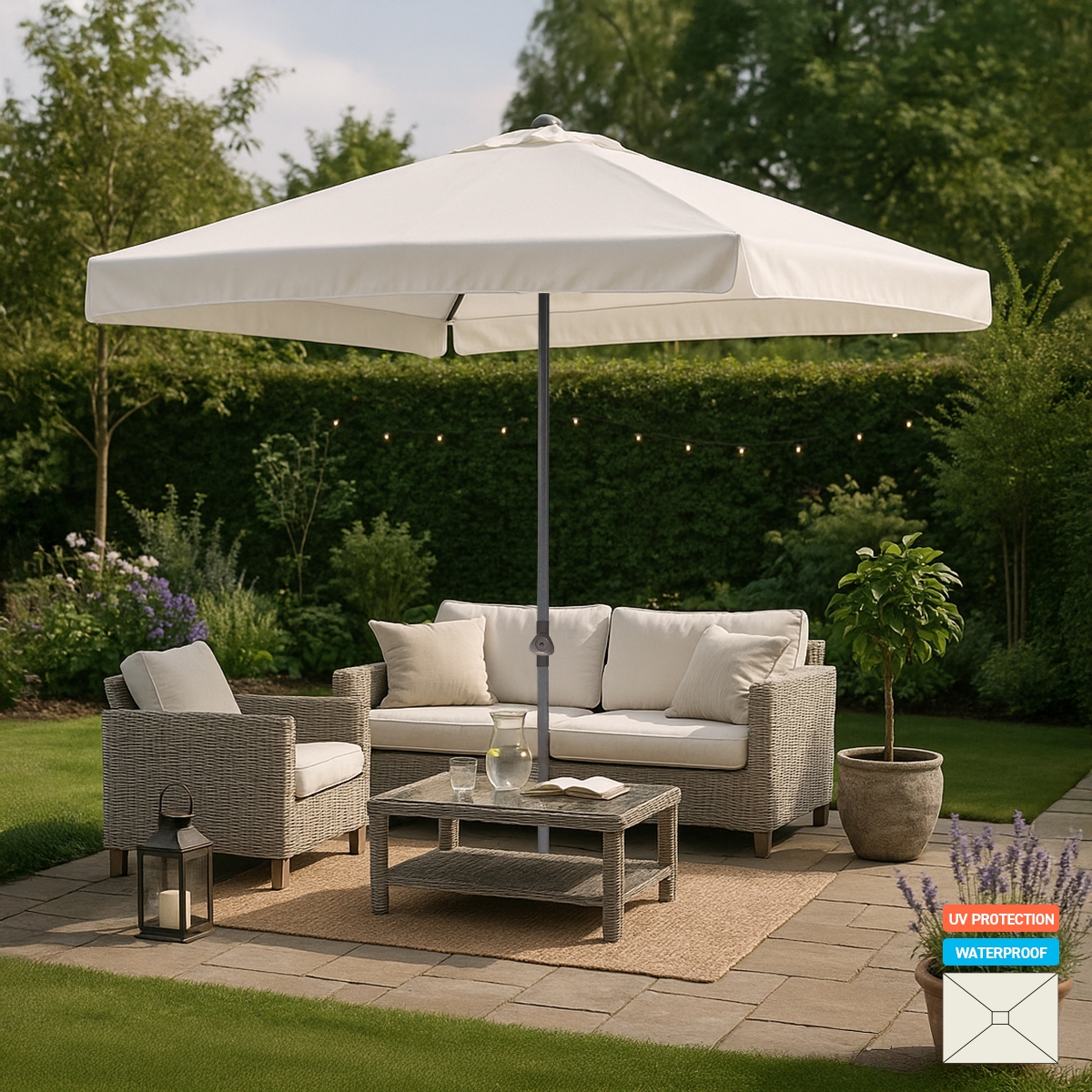 Guarda-sol de Jardim em Alumínio Retangular 3x2 Eden Promoção Guarda-sol de Jardim em Alumínio Retangular 3x2 Eden Promoção