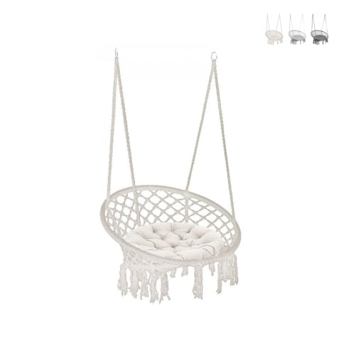 Cama de rede suspensa com almofada em algodão Luxory Round Promoção