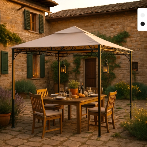 Gazebo 3x3 metros em Aço à Prova de Vento para Jardim Style Promoção