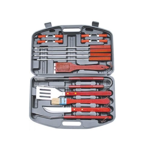 Conjunto de utensílios para churrasco 18 peças com cabo de madeira Promoção