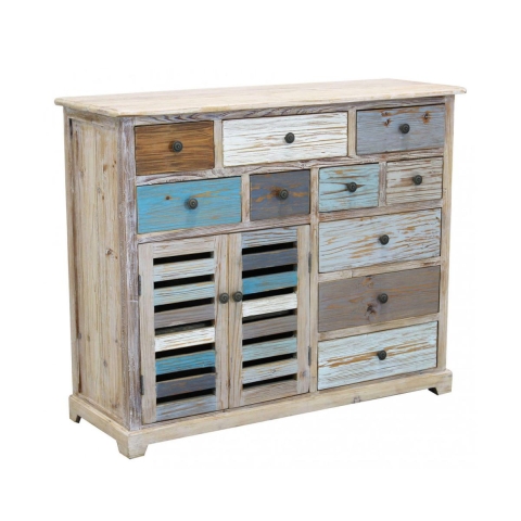 Cómoda aparador estilo shabby chic em madeira multicolor Greg Promoção