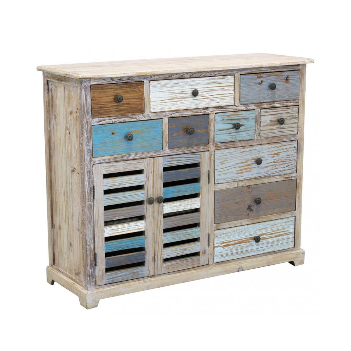 Cómoda aparador estilo shabby chic em madeira multicolor Greg Promoção Cómoda aparador estilo shabby chic em madeira multicolor Greg Promoção