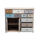 Cómoda aparador estilo shabby chic em madeira multicolor Greg Saldos