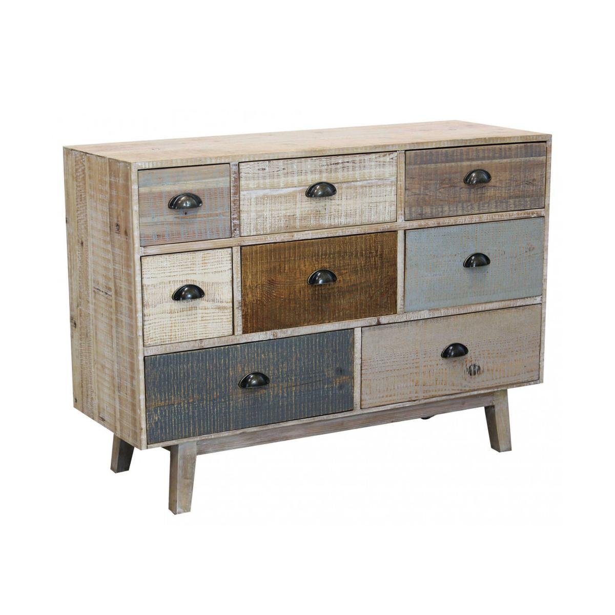 Cómoda em madeira colorida com 8 gavetas estilo shabby chic Donald Promoção Cómoda em madeira colorida com 8 gavetas estilo shabby chic Donald Promoção