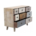 Cómoda em madeira colorida com 8 gavetas estilo shabby chic Donald Saldos