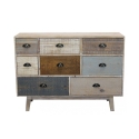 Cómoda em madeira colorida com 8 gavetas estilo shabby chic Donald Descontos