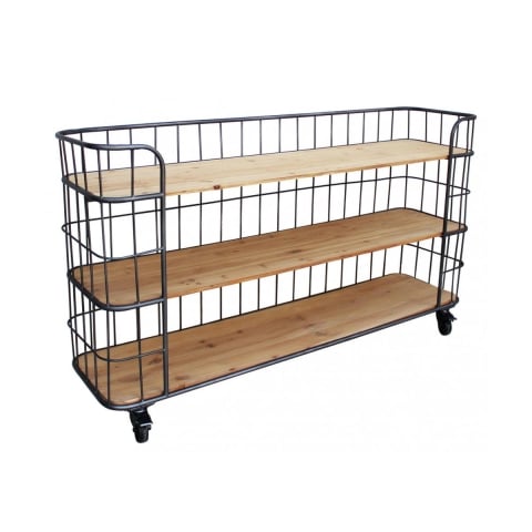 Estante móvel 3 prateleiras estilo industrial com rodas Abner Promoção