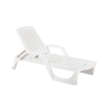 Espreguiçadeira de jardim para piscina em polipropileno branco com rodas Zanzibar Promoção