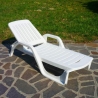Espreguiçadeira de jardim para piscina em polipropileno branco com rodas Zanzibar Venda