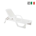 Espreguiçadeira de jardim para piscina em polipropileno branco com rodas Zanzibar Oferta