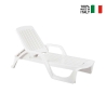 Espreguiçadeira de jardim para piscina em polipropileno branco com rodas Zanzibar Oferta