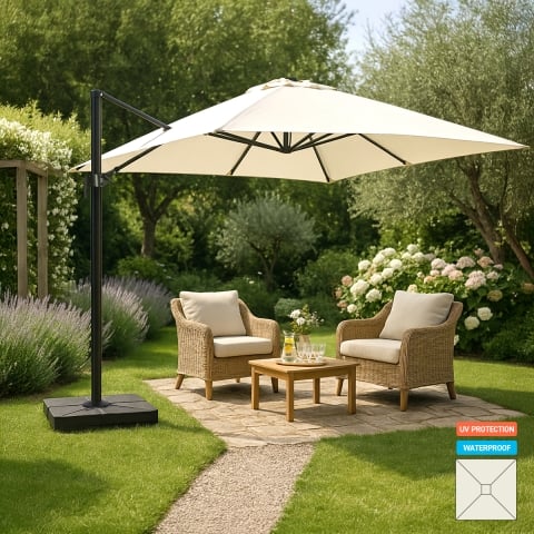 Guarda-sol Quadrado para Jardim de Alumínio p/Bar Hotel 3x3 Vienna Promoção