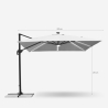 Guarda-sol Quadrado para Jardim com Luz LED e Painel solar integrado 3x3 Paradise 