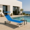 2 Espreguiçadeiras de Alumínio Jardim Piscina Praia com Rodas Alabama Oferta
