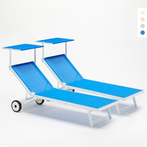 2 Espreguiçadeiras de Alumínio Jardim Piscina Praia com Rodas Alabama Promoção