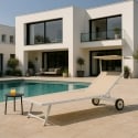 4 Espreguiçadeiras de Alumínio Jardim Piscina Praia com Rodas Alabama Saldos