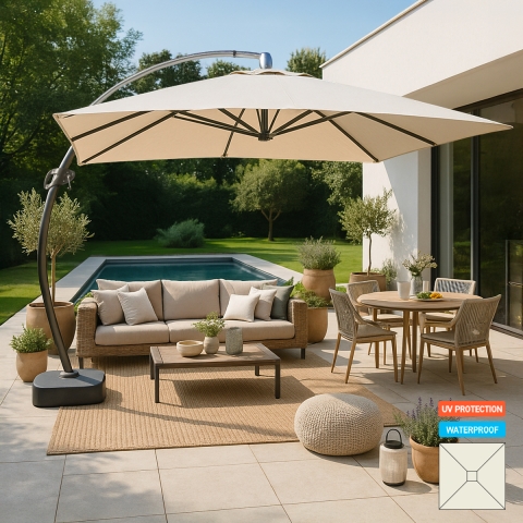 Grande guarda-sol Quadrado p/Café Jardim Praia Piscina 3,5m Copenhagen Promoção