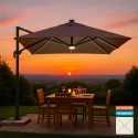 Guarda-sol com Braço Ajustável e Iluminação LED 3x3m Paradise Brown Light Promoção