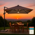 Guarda-sol com Braço Ajustável e Iluminação LED 3x3m Paradise Brown Light Promoção