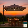 Guarda-sol com Braço Ajustável e Iluminação LED 3x3m Paradise Brown Light Promoção